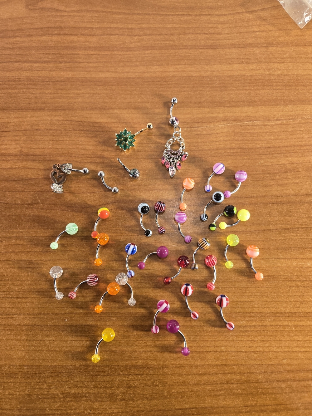 25pc Belly Button Rings Body Jewelry Lot Colorful Acrylic Navel Piercing Mixed